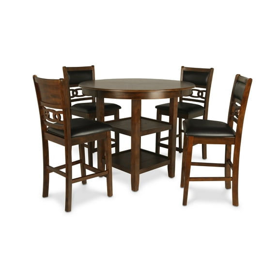 New Classic Furniture Gia 5-Piece Transitional Wood Dining Set in Brown