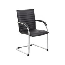 Boss Office Products Chrome Frame, Black Vinyl Side Chair, 2 pack
