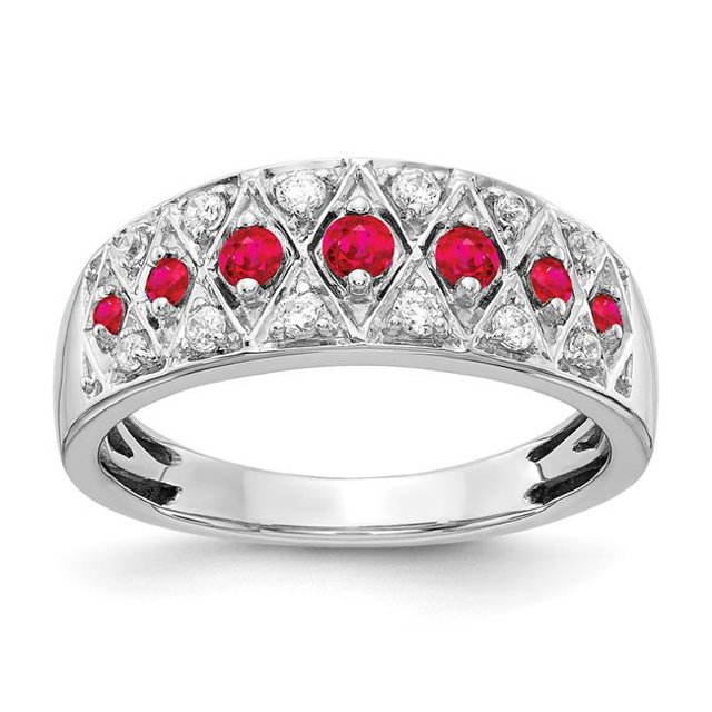 Quality Gold RM3850-RU-020-WA 14K White Gold Diamond & Ruby Fancy Ring, Size 7