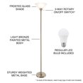 thumbnail image 3 of Lavish Home M100057 Standing Light with Sturdy Metal Base & Frosted Glass Shade Torchiere Floor Lamp, Light Bronze, 3 of 4