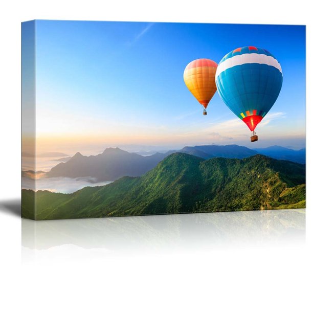 Canvas Prints Wall Art Beautiful Scenery of Colorful HotAir Balloons