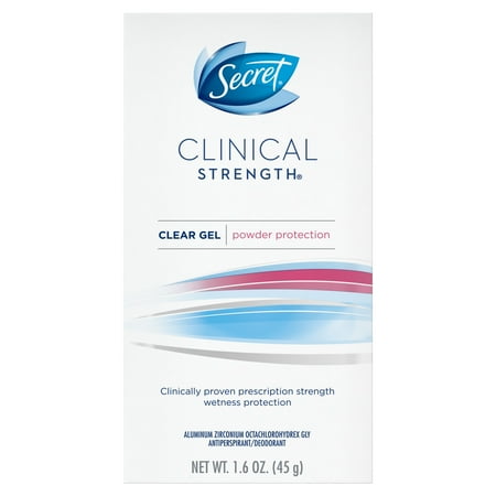 Secret Clinical Strength Anti Perspirant - Secret Clinical Strength Antiperspirant and Deodorant Clear Gel, Powder Protection, 1.6 Oz.
