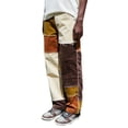 thumbnail image 2 of ITFABS Men's Straight Leg Jeans Frayed Patchwork Color Block Relaxed Fit Denim Pants, 2 of 7