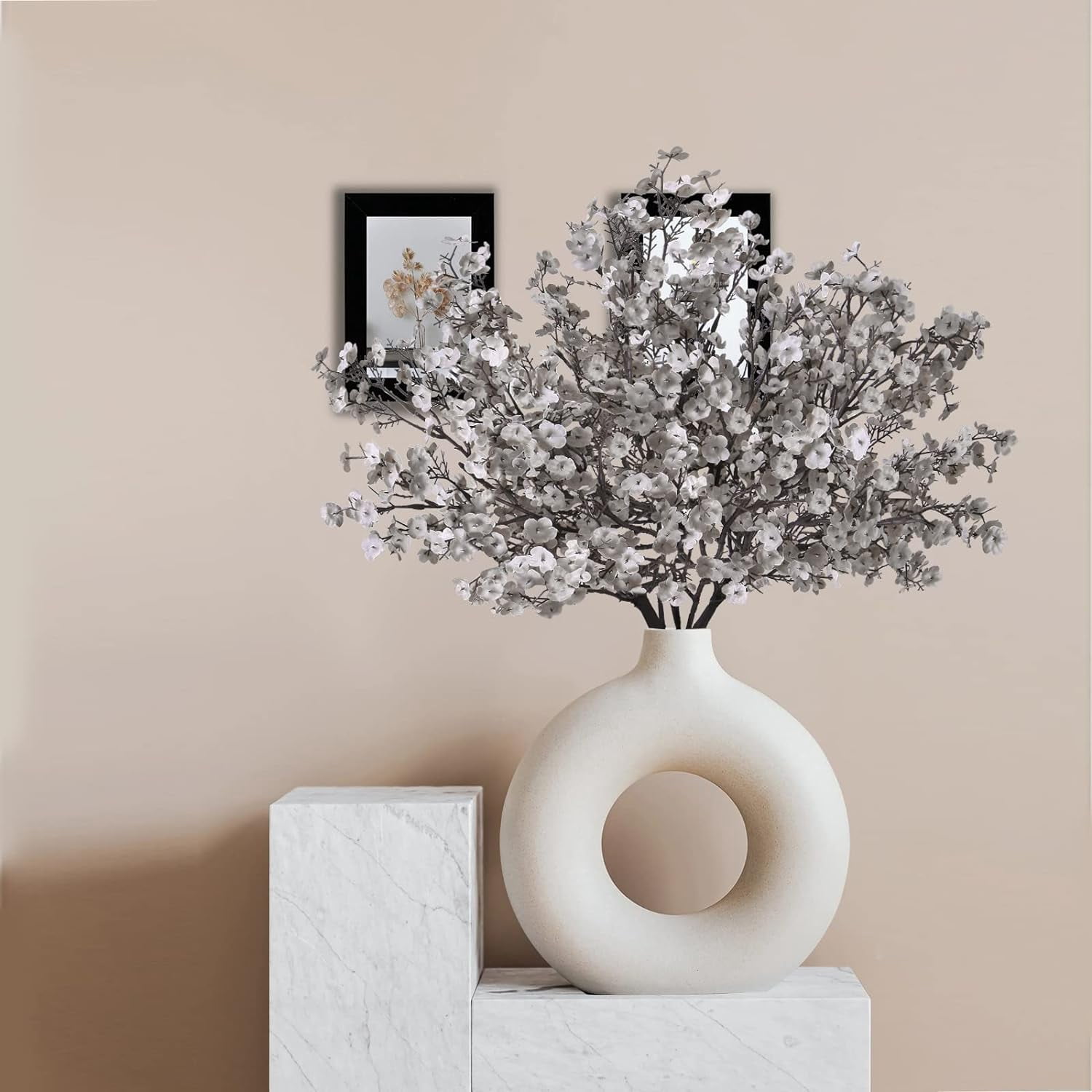Babys Breath Fabric Cloth Artificial Flowers Fake Gypsophila Bouquet Faux Silk Floral for Bulk Real Touch Fall Flower Arrangements Kitchen Wedding Home Decor (Grey)