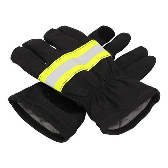 Black Gloves Reflective Strap Fire Resistant Gloves Wear-Resistance Thicken Fire Proof Gloves ,Easy to Use