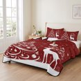 thumbnail image 2 of Quilts Twin XL Size Bedding Set, Red Christmas Lightweight Quilted Comforter, Xmas Tree Elk Snowflake Winter Soft Reversible Bedspread Coverlet with Pillow Covers for All Season, 68" x 98", 2 of 9
