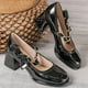 thumbnail image 3 of Zapatos de tacón alto Ticfox de color liso para mujer con lazo grande negro 39, 3 of 12