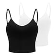 thumbnail image 2 of Ruyang 2pcs Women Summer Tank Tops Adjustable Strap Sleeveless Basic Solid Camisole V Neck Camisole With Built In Padded Bra Vest, 2 of 8