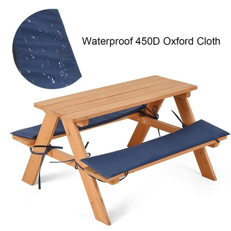 Kids Wooden Picnic Table Bench Set Outdoor Garden Yard Beach W