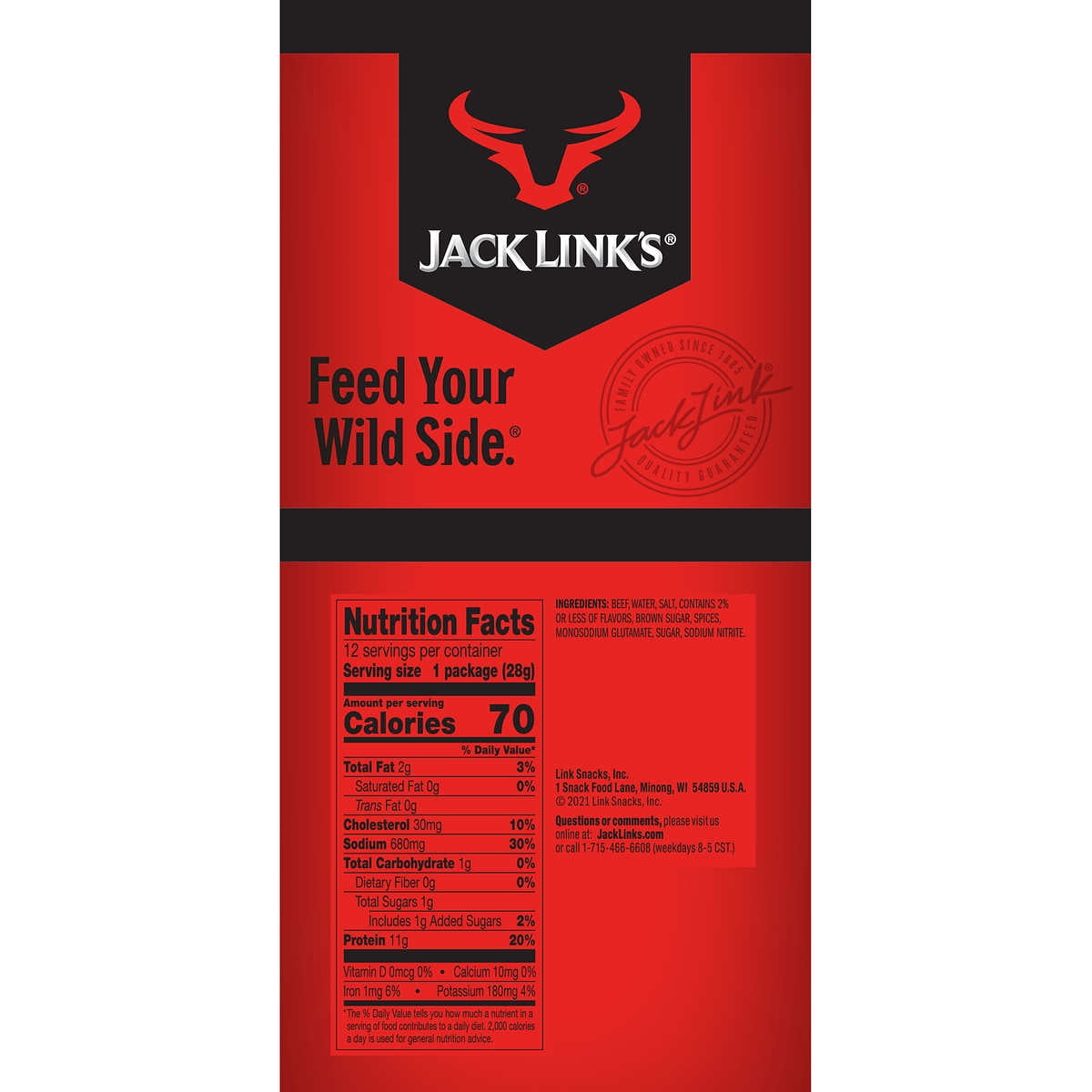 Jack Link's Premium Cuts Beef Steak Stick, Original, 1 oz, 12 ct
