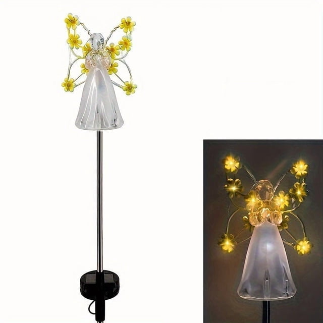 Ohmyroo Solar Powered Angel Garden Light Waterproof Outdoor Pole Decor