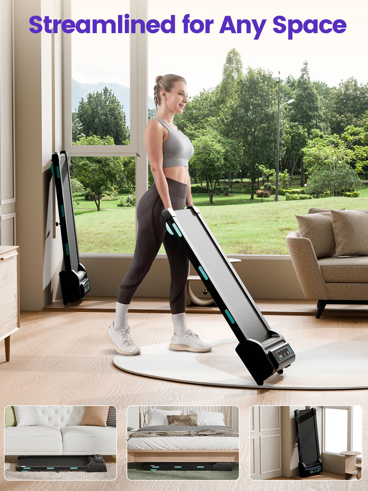 Chiccushion Auto Incline Treadmill, 3.5hp, 450 lbs, 0.6-6.8 mph Speed, 12 Percent Incline,Remote Control, Led Display & App Connect for Home Use