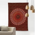 thumbnail image 2 of Bless International Indian hippie Bohemian Psychedelic Golden Blue Peacock Mandala Wall hanging Bedding Tapestry (Maroon Yellow, Poster (30x40Inches)(76x101cms)), 2 of 4