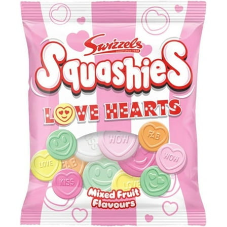 New! Limited Edition Swizzels Squashies Love Hearts Mixed Fruit Flavors 120g Bag Valentines