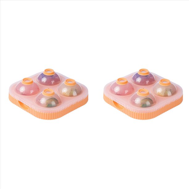 2X MáQuina para Hacer Bolas de Hielo Grande, 6,5 Cm, Esfera Redonda Grande, Bolas Altas, Bandeja con Molde para Cubitos de Hielo para Herramientas Barra CóCteles de Whisky, Naranja
