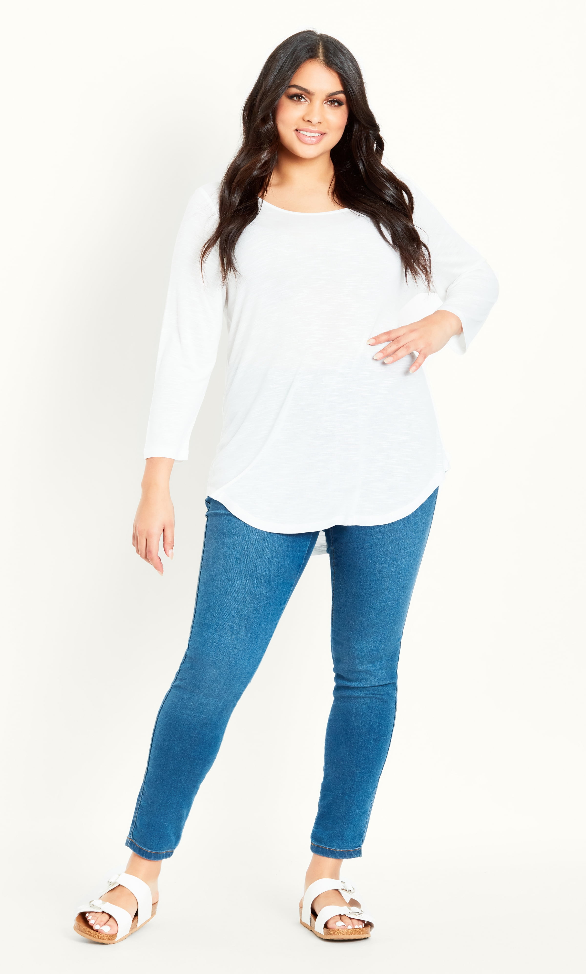 Evans Womens 3/4 Sleeve Slash Neck 