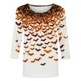 thumbnail image 4 of Womens 3/4 Length Sleeve Blouses Fashion Halloween Printed Round Neck T-Shirt Plus Size Tunic Tops Loose Shirts Pullover Costumes Blouse, 4 of 5