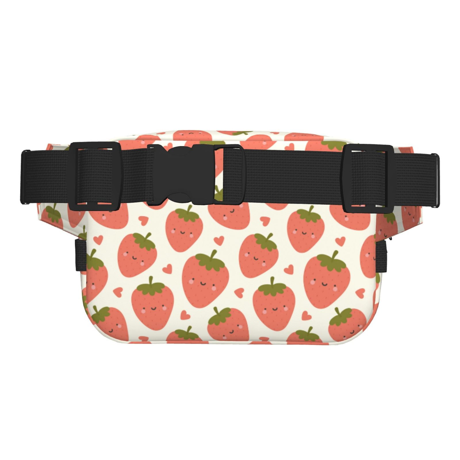 Picia Hand Drawn Strawberry Print Square Double-Layer Waist Bag Mini Adjustable Waist Belt Bag Exercise Running Travel Hiking