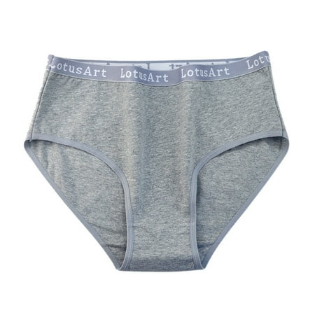 GHSOHS Womens Underwear Brief Womens Cotton Underwear High Waist Thong Underwear Women Large Size Mid High Waist Briefs Summer Letter Sports Comfortable Underwear Underpants Hipster Panty Briefs  L