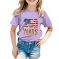 thumbnail image 5 of Toddler Kids Girls USA 250th Anniversary T Shirt Cute Patriotic American Flag Print Short Sleeve Tops Lightweight Casual Tee for 1776-2026 America 250 Years Gibobby,7-8 Years,Purple, 5 of 5