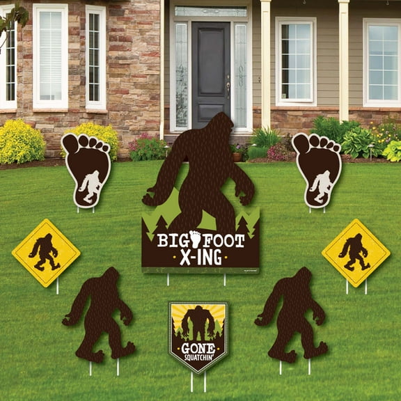 Big Dot of Happiness Sasquatch Crossing - Yard Sign and Outdoor Lawn Decorations - Bigfoot Party or Birthday Party Yard Signs - Set of 8
