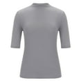 thumbnail image 4 of Tittly T Shirts for Women Tshirts Shirts Women's Top Off Shoulder Short Knitted Tight Stretch Formal Casual Coat Going Out Tops Crop Tops Grey L, 4 of 5