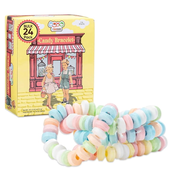 24 Count Candy Bracelets, Vintage Edible Jewelry, Individually Wrapped Bracelet Candy, by 4YoreElves