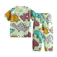 thumbnail image 2 of XAOFW Toddler Boy Outfits Short Sleeve Cartoon Dinosaur Graphic Tees Pants Kids Summer Fall Cute Clothes Sets 6-7 Years, 2 of 3