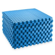Philosophy Gym Pack of 30 Exercise Flooring Mats - 24 x 24 Inch Foam Rubber Interlocking Puzzle Floor Tiles - Blue