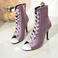 thumbnail image 6 of Heeled Sandals for Women Open Toe Mesh Lace up Ankle Boots Elegant Stiletto Heels Wedding Party Dress Shoes Purple Size 6, 6 of 8