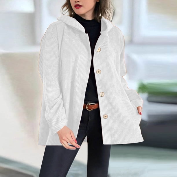 Chaquetas y abrigos casuales con capucha de manga larga para mujer Chaqueta casual de pana holgada con capucha de moda para mujer Abrigo/chaqueta casual con capucha de manga larga Suéter para mujer
