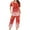 Red#1, variant on Tnhcen Women's Summer Floral Print Henley Sleepwear Set - Button-Up Short Sleeve Top Capri Pants with Side Pockets Stretchy Pajamas Set Loungewear (S-3XL)