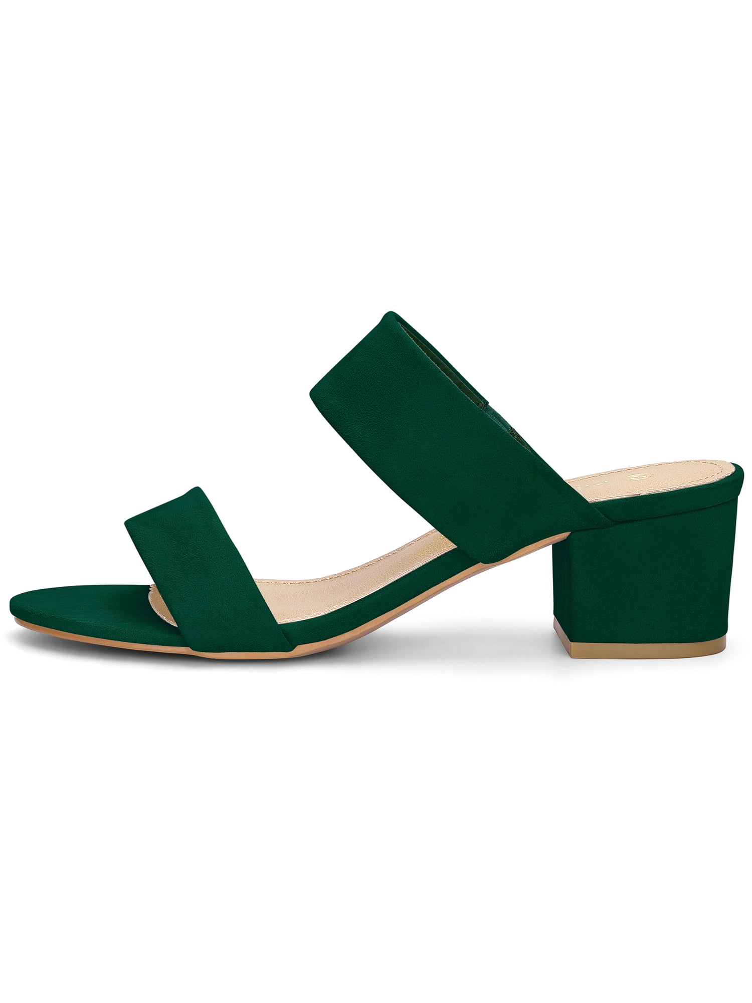 Unique Bargains Women's Block Heel Dual Straps Slide Sandals