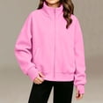 thumbnail image 3 of luawuai Girls Full Zip Sweatshirt Jacket with Pockets, Pink, Size 9-10 Years, 3 of 6