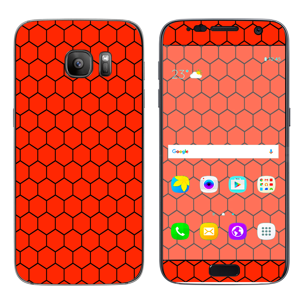 Skins Decals For Samsung Galaxy S7 / Red Honeycomb Ocatagon - image 1 of 1