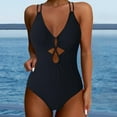 thumbnail image 2 of MSJUHEG Monokini Swimsuits for Women,Ruched Monokinis,High Cut,Monokini,Cross Back,V Neck,Shapewear Swimsuits for Women Black L, 2 of 8