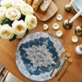 thumbnail image 2 of Round Placemats Abstract Gray Blue Flowers 15 inch Set of 4 Table Mats for Dining Table Ethnic Style Heat Resistant Non-Slip Kitchen & Home Decorative Place Mat Set, 2 of 8