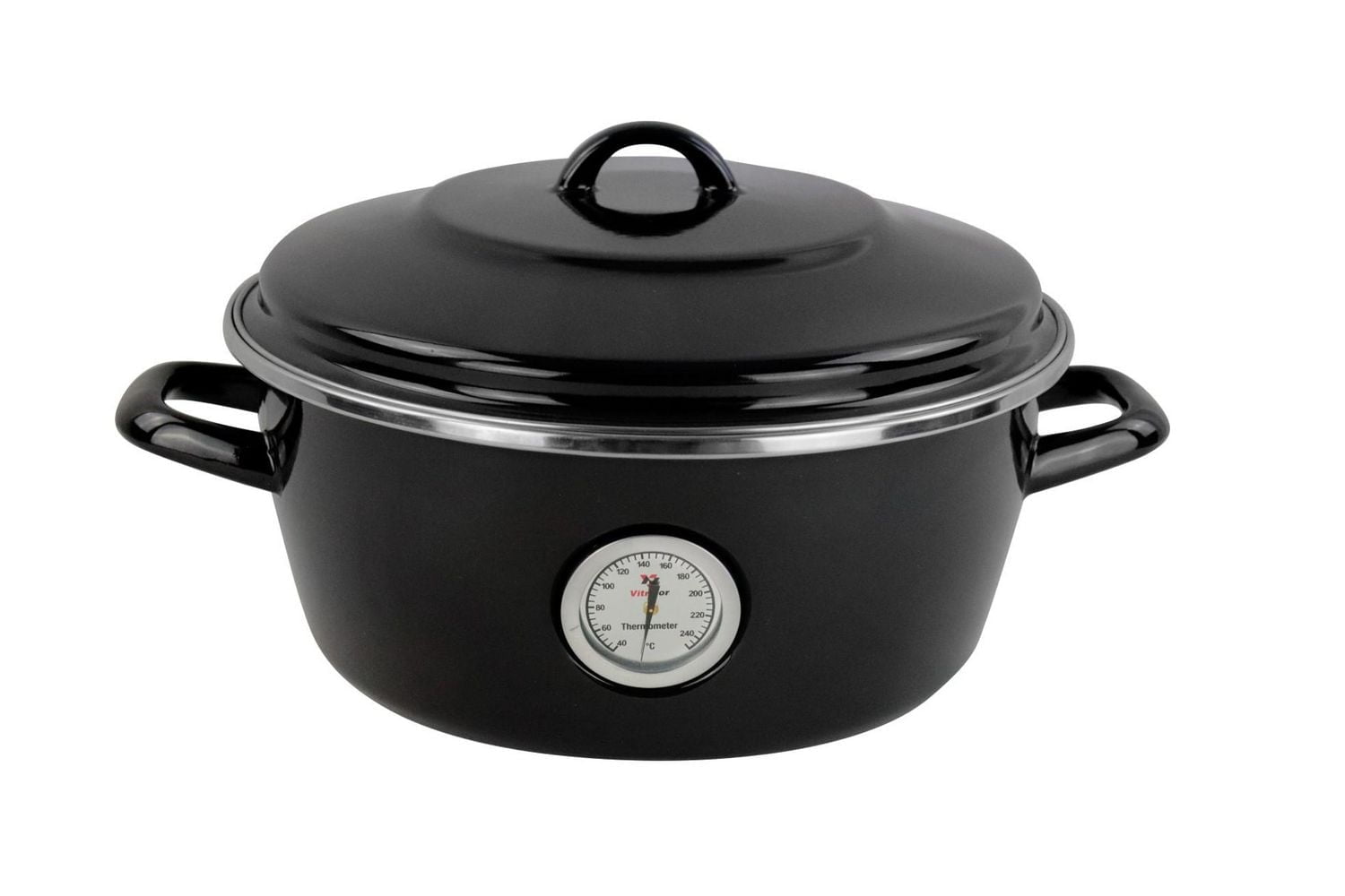 Vitrinor Dutch Oven Black 26 Cm (5L) with Temperature Gauge