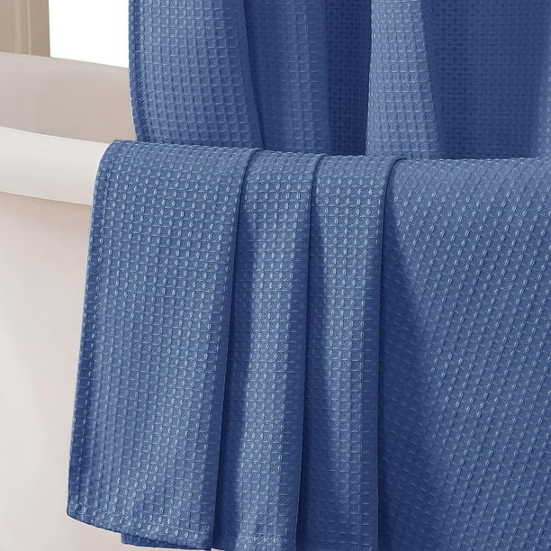 Ovzme Juego De Cortinas De Ducha Azul Cortina De Ducha De Tela Resistente Con Textura De Gofre Para Baño Cortina De Baño Pesada De 230 G/M2 Para Hotel De Lujo Con 12 Ganchos De Plástico Lavable A Máqu