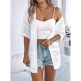 thumbnail image 4 of Summer Crochet Cardigan for Women Short Sleeve Boho Oversized Open Front Knitted White M, 4 of 10