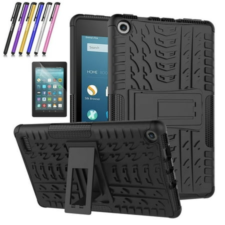 Fire 7 2017/2019 Case, Mignova Hybrid Protection Cover [Built-In Kickstand] Skin Case For All-New Fire 7 Tablet (7th Generation 2017/9th Generation 2019) + Screen Protector Film and Stylus