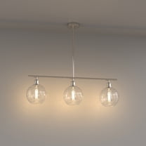 YANSUN 3-Light Brushed Nickel Modern Island Pendant Light Fixtures, Linear Chandelier Hanging Light with Clear Glass Shade for Kitchen Dining Room Room bedroom Foyer