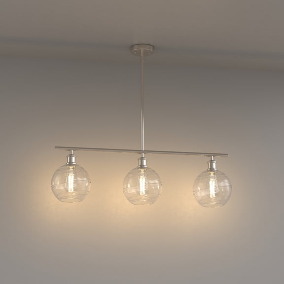 YANSUN 3-Light Brushed Nickel Modern Island Pendant Light Fixtures, Linear Chandelier Hanging Light with Clear Glass Shade for Kitchen Dining Room Room bedroom Foyer