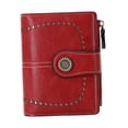 thumbnail image 2 of Esquirla Petit Portefeuille Multifonction Pliable Portefeuille Court pour Magasinage de Rue Femmes Rouge Foncé, 2 of 8