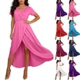 thumbnail image 2 of Kyusrd Robe d'Été pour Femmes Robe Maxi Robe Trapèze Robe Portefeuille à Col en V à Manches Courtes pour Femmes avec Fente Haute Plusieurs Couleurs, 2 of 8