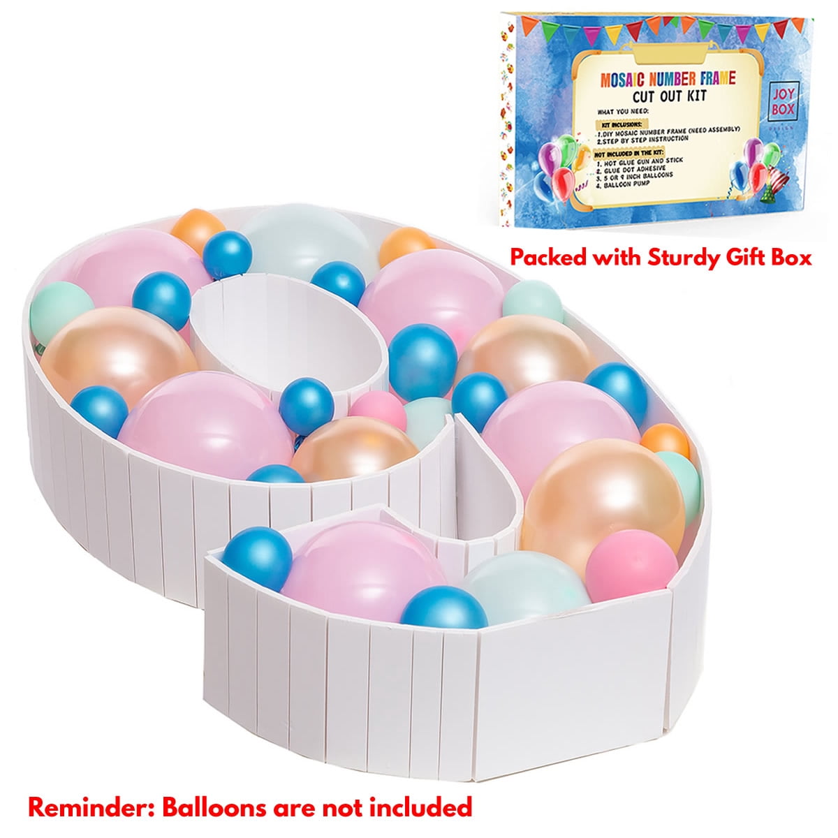 Number Balloon,Marquee Numbers 9 Pre-Cut Kit Cardboard Light Up Mosaic Numbers for Balloons Foam Board for 9th Birthday Giant Backdrop Boy Girl Party Anniversary Decorations