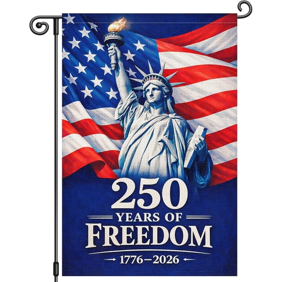 USA 250th Anniversary Flag, 1776-2026 250 Year Patriotic Banner, 250 Years America Double-Sided Garden Flag 12 x 18 Inch