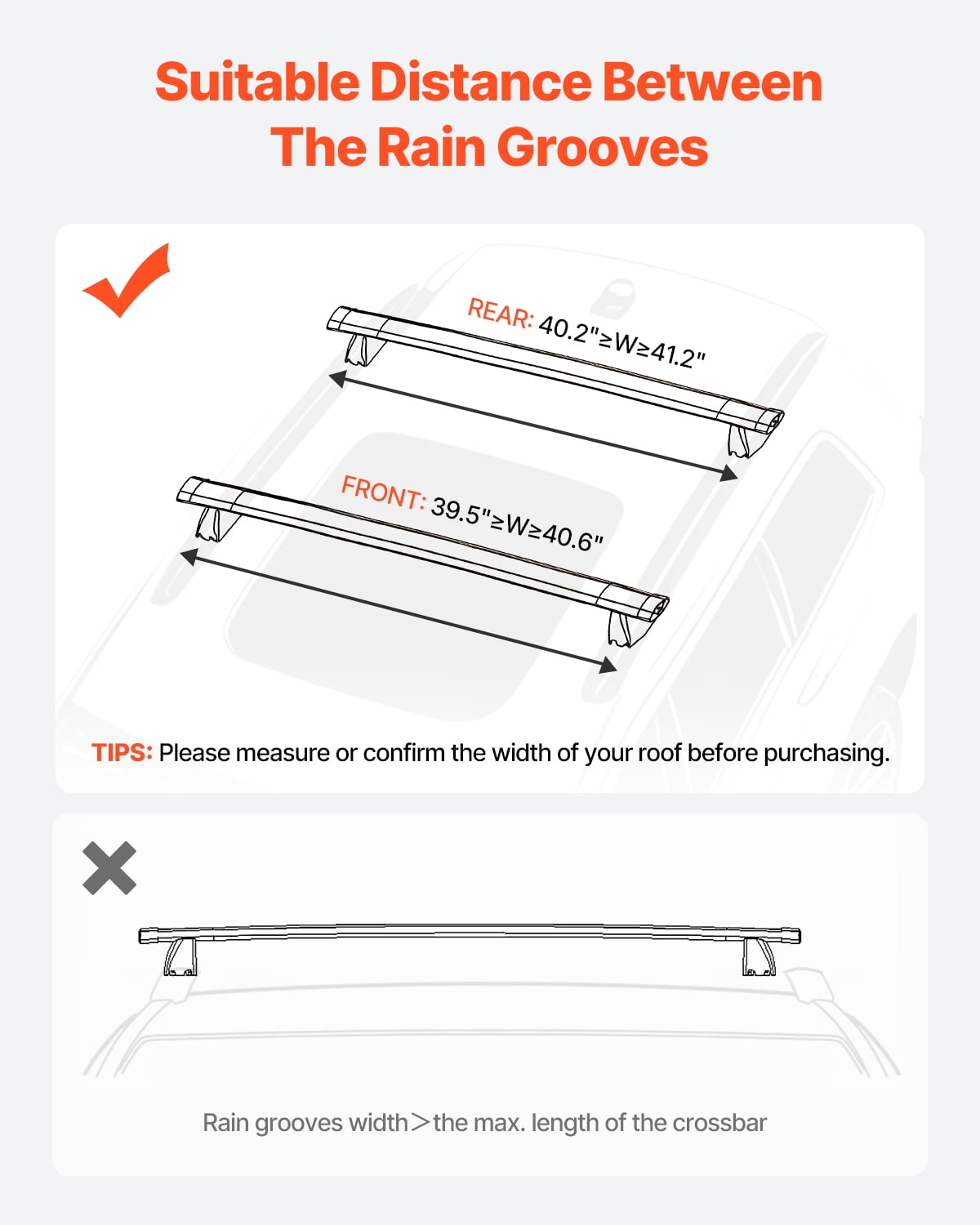 VEVOR Roof Rack Cross Bars, Fits Jeep Grand Cherokee 2011-2021 (With Grooved Side Rails), 200 LBS Capacity, Lockable Heavy Duty Aluminum Crossbar Racks Roof Rail Rooftop Luggage Canoe