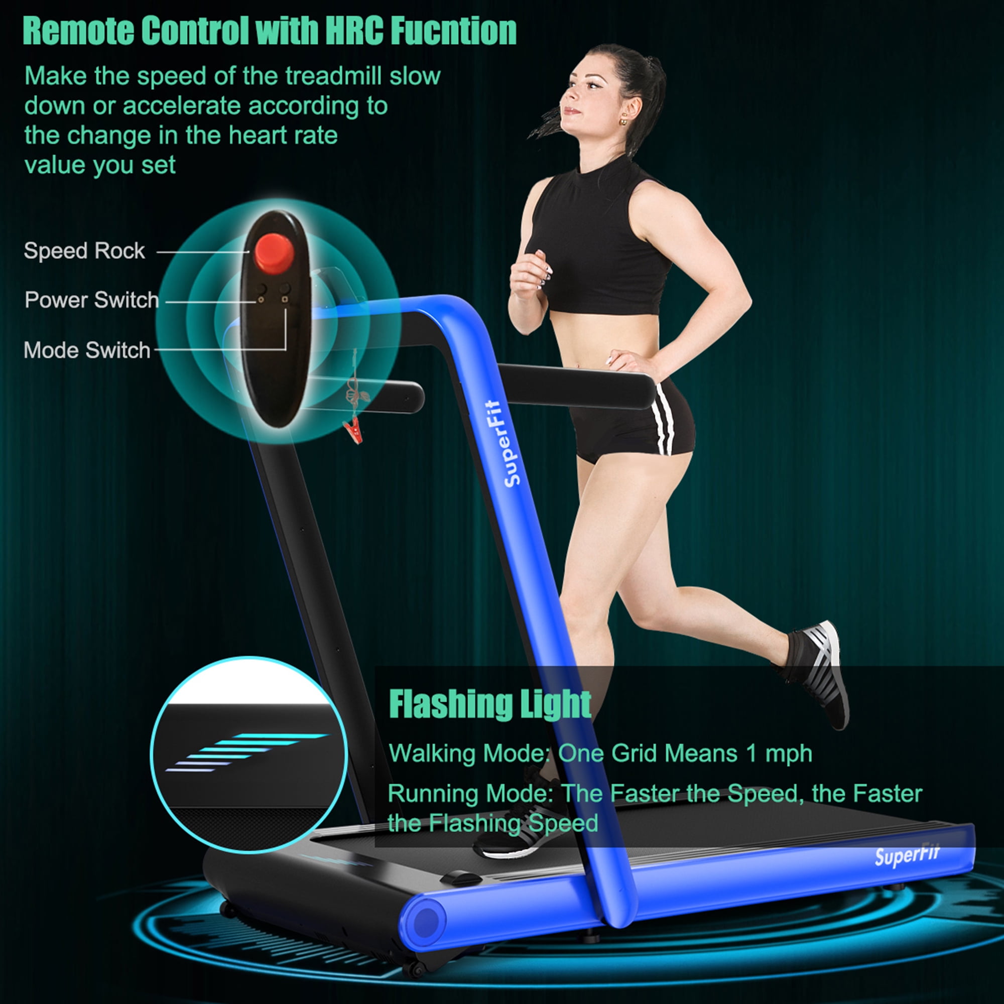 Gymax 2 in 1 Folding Treadmill 4.75HP Running Machine w/ APP 