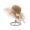 thumbnail image 6 of Summer Children's Sun Protection Straw Hat, Bow Large Eaves Hat, Portable Girls Sun Hat, Pink, 6 of 8